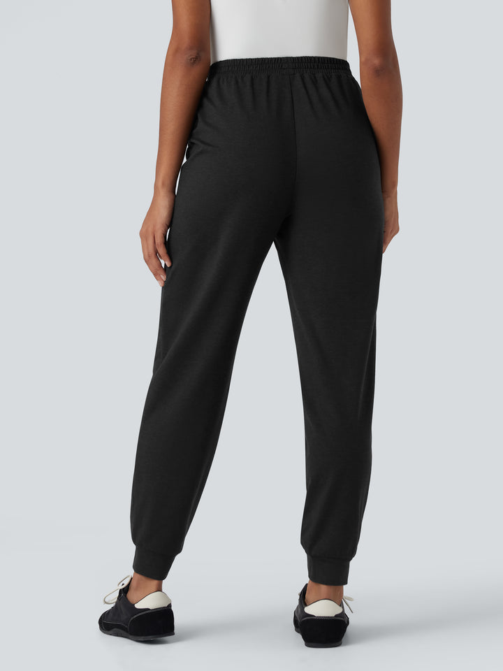 High Waisted Quick Dry Casual Heathered Warming Joggers with Pockets-UPF40+ — Coal Fade — view 2