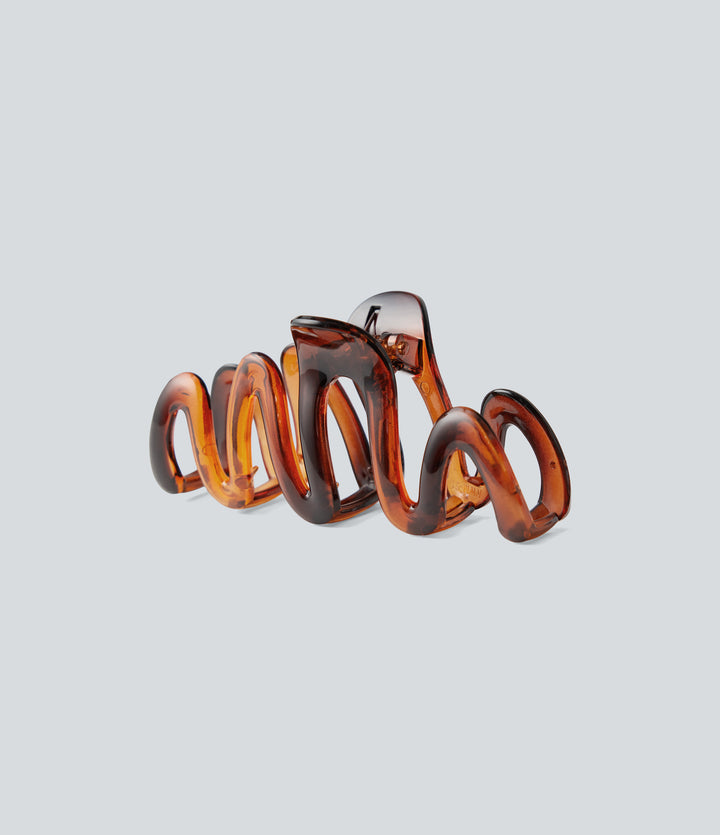 Wave-Shaped Hair Claw — Brown — view 1