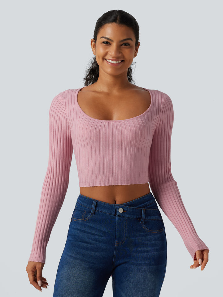 Round Neck Long Sleeve Cut Out Tie Back Casual Jumper — Zephyr — view 2