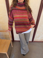 Oversized Multi Stripe Roll Neck Jumper