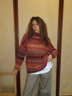 Oversized Multi Stripe Roll Neck Jumper