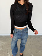 Semi Sheer V Neck Layering Jumper