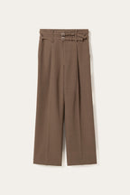 High Waisted Double Belt Wide Leg Trousers