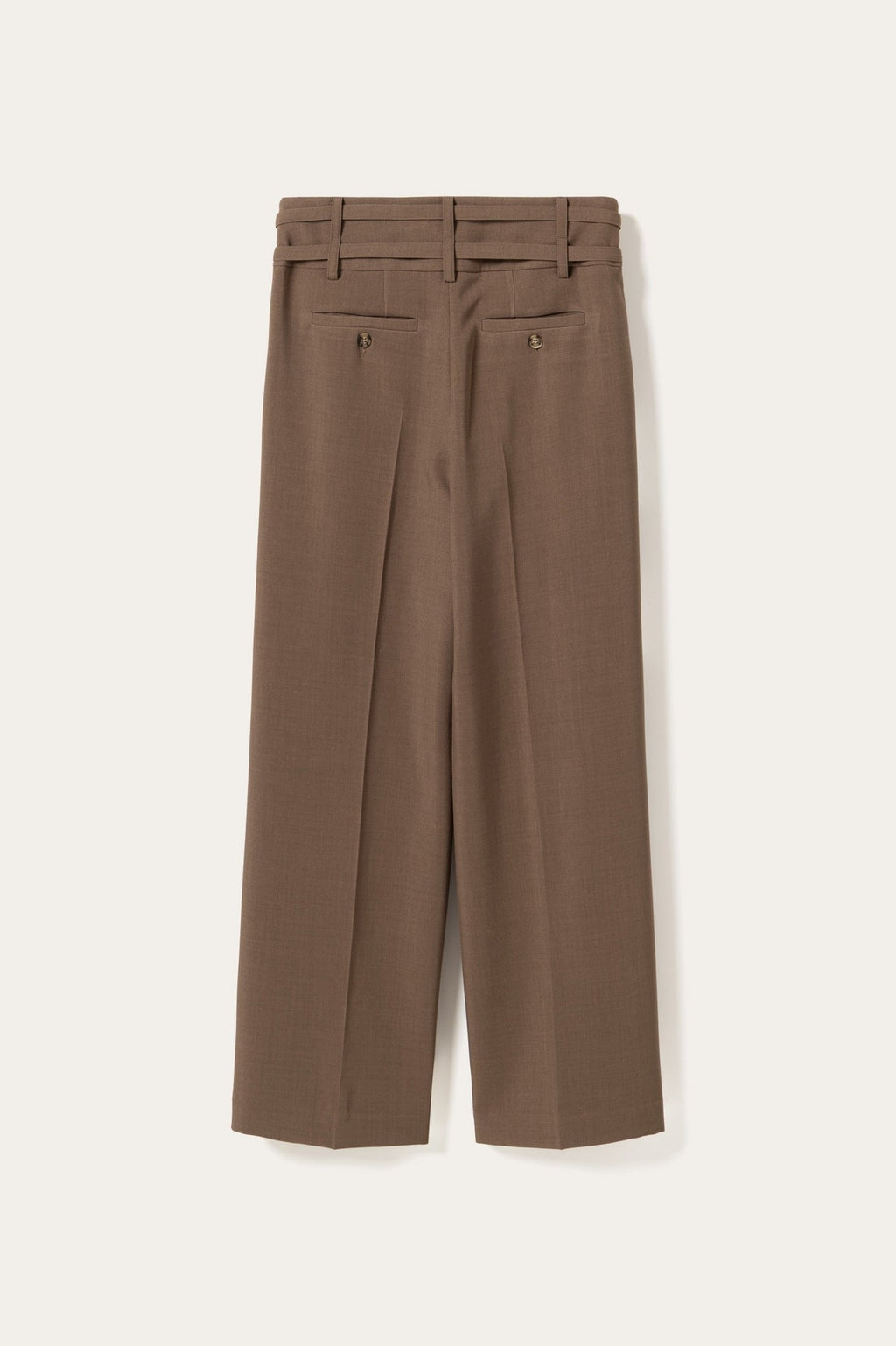 High Waisted Double Belt Wide Leg Trousers
