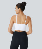 Basic Padded Workout Cropped Tank Vest Top A-D Cups — White — view 2