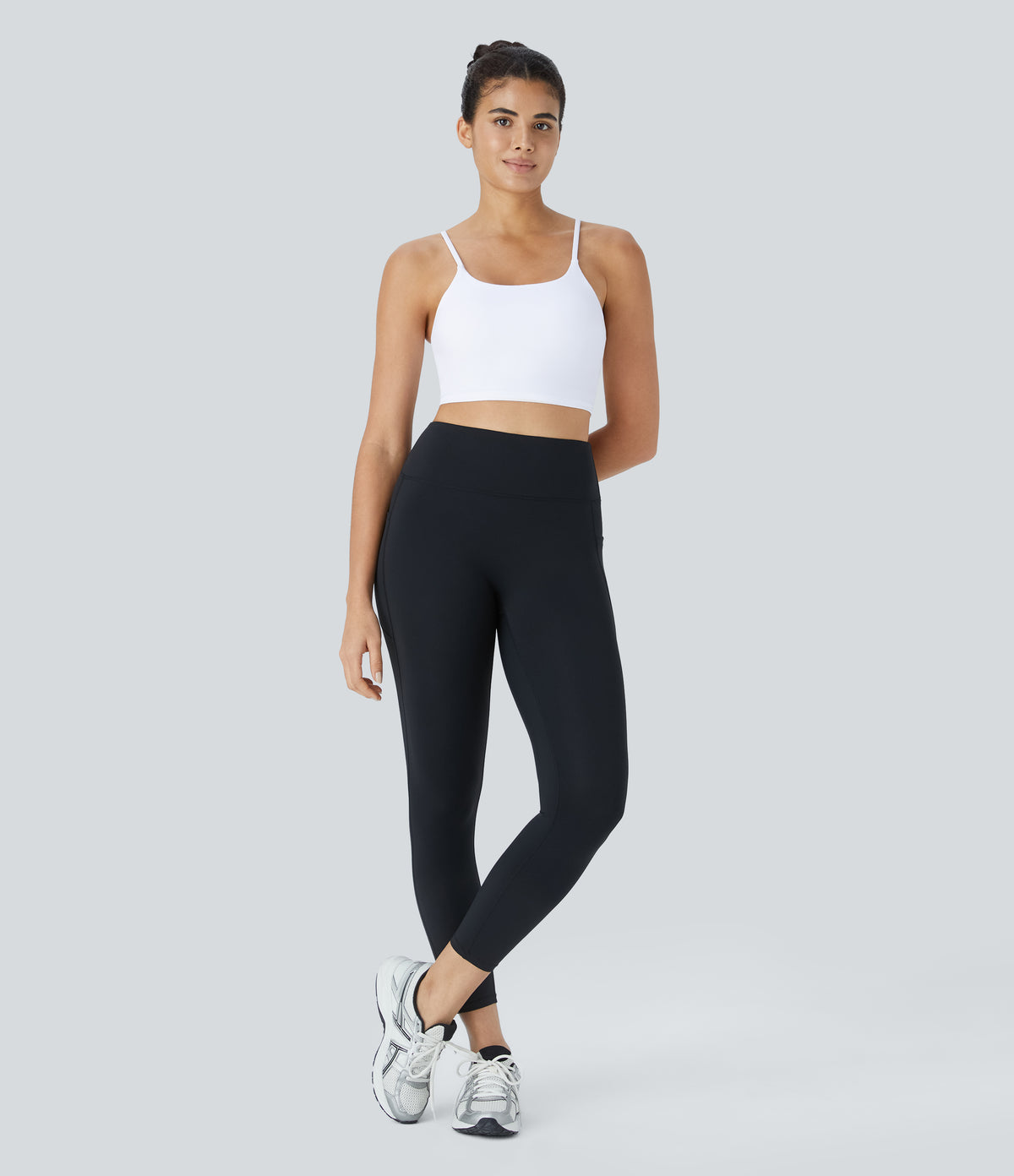 Basic Padded Workout Cropped Tank Vest Top A-D Cups — White — view 5