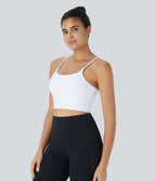 Basic Padded Workout Cropped Tank Vest Top A-D Cups — White — view 3