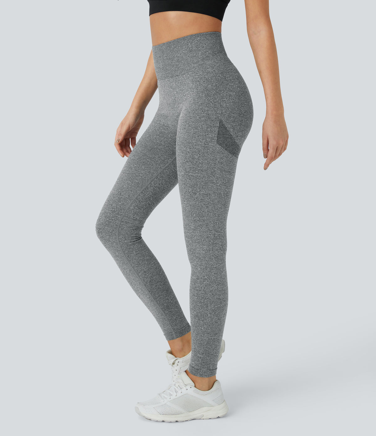 OneForm Seamless Flow High Waisted Booty Scrunch Leggings — Ash Grey — view 3