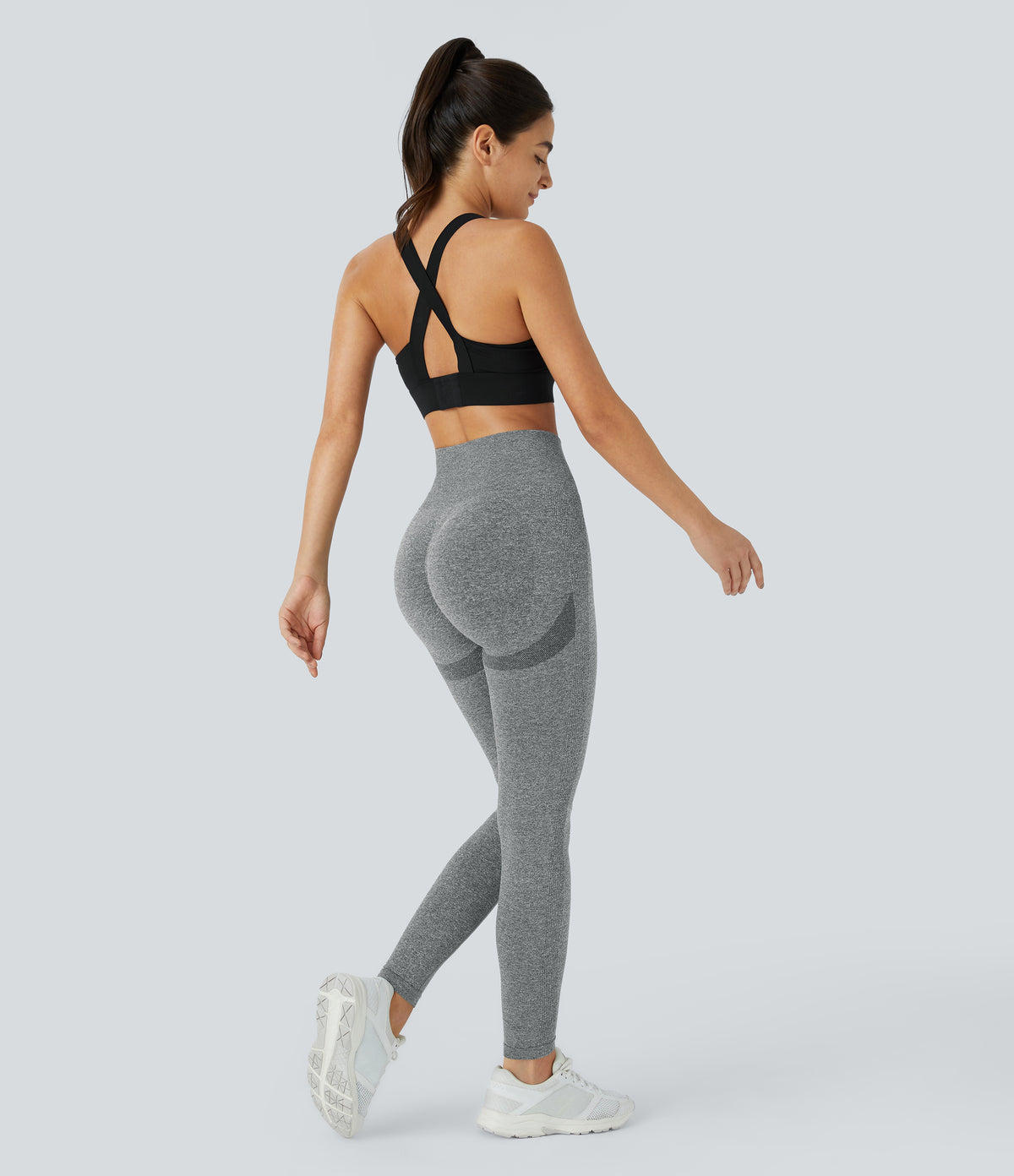 OneForm Seamless Flow High Waisted Booty Scrunch Leggings — Ash Grey — view 6