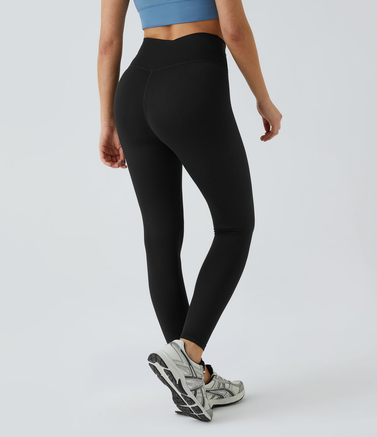 Crossover Color Block Leggings — Black — view 3