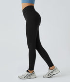Crossover Color Block Leggings — Black — view 1