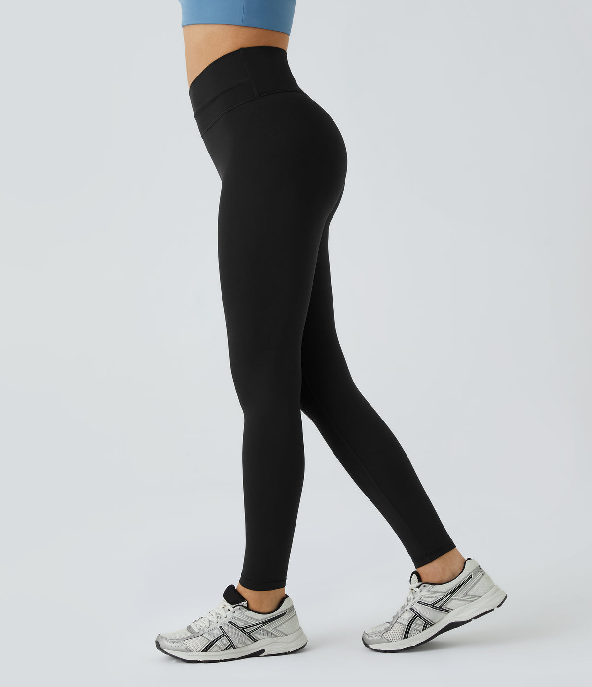 Crossover Color Block Leggings — Black — view 1
