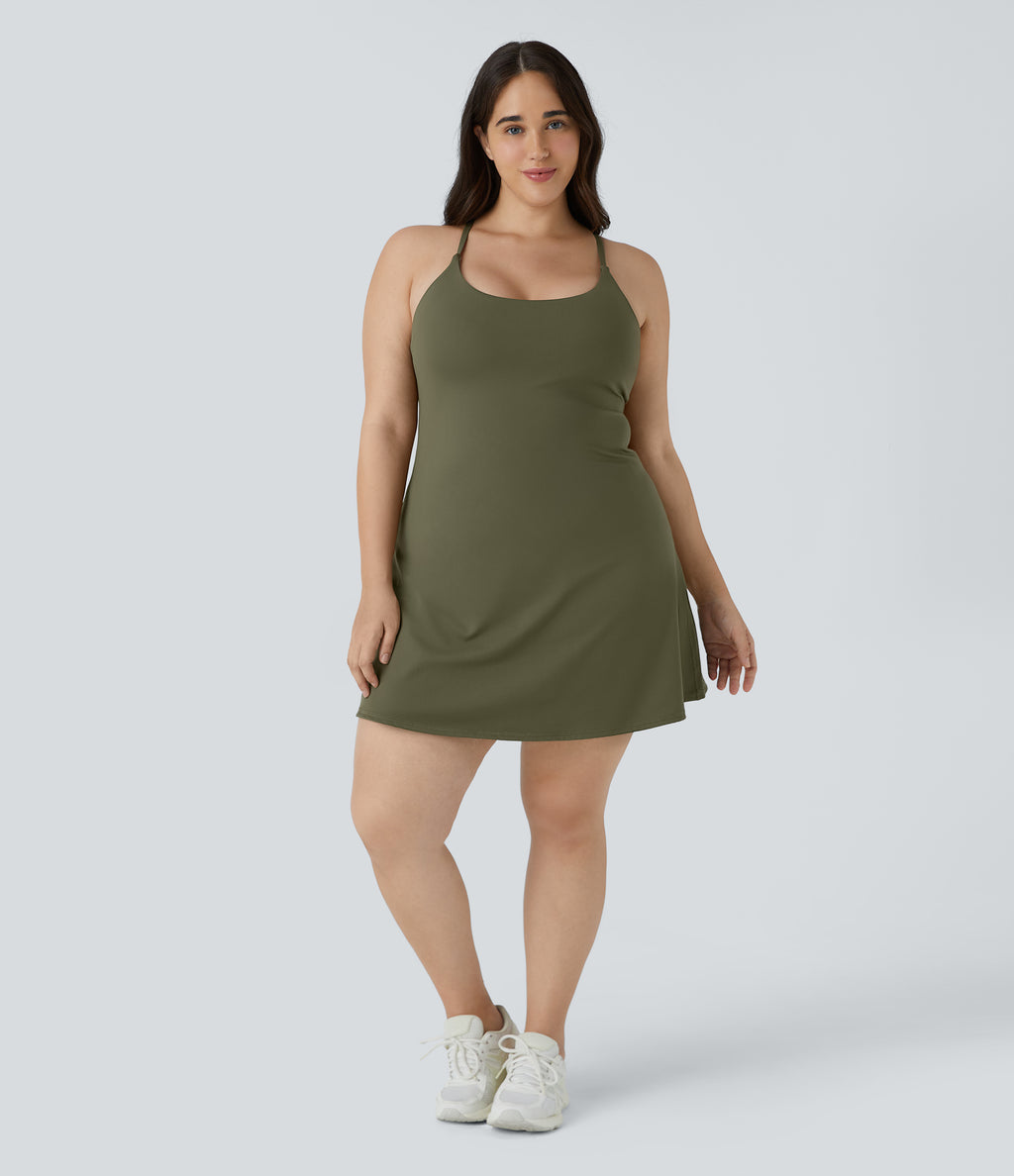 Everyday Plush Plus Size Dress-Wannabe — Grass Grey Green — view 7