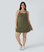 Everyday Plush Plus Size Dress-Wannabe — Grass Grey Green — view 7