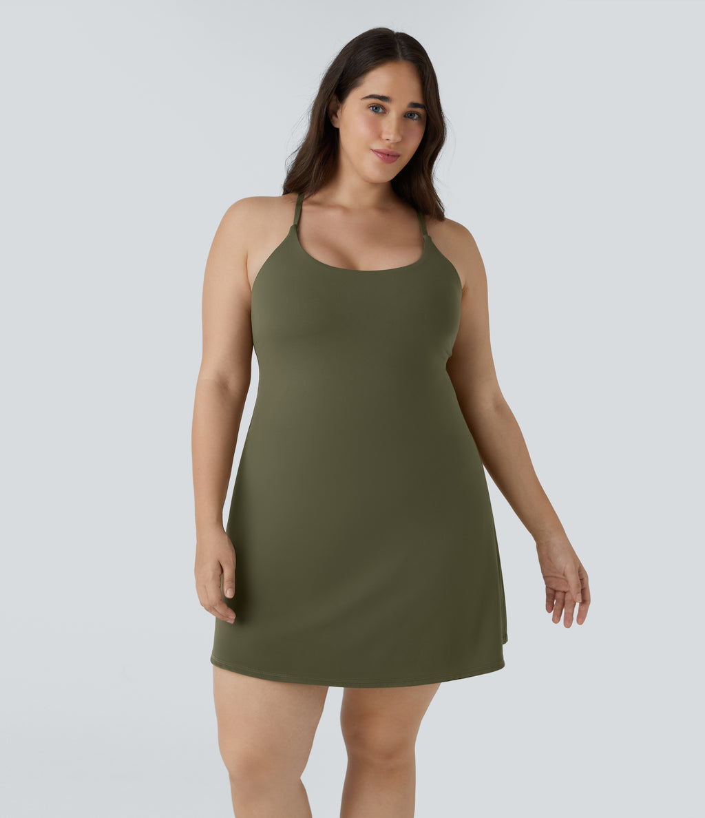 Everyday Plush Plus Size Dress-Wannabe — Grass Grey Green — view 3