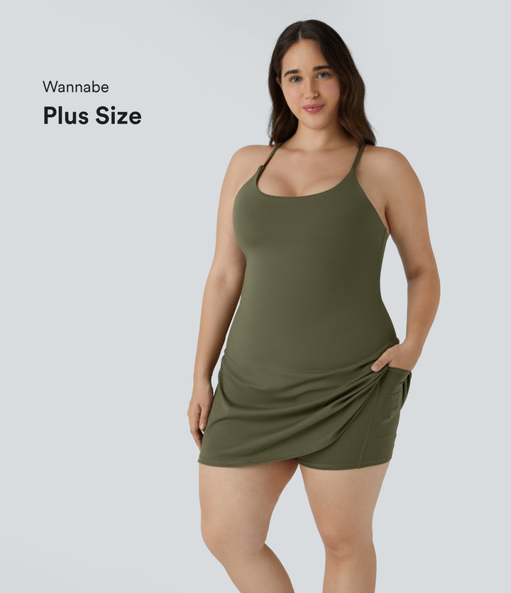 Everyday Plush Plus Size Dress-Wannabe — Grass Grey Green — view 1