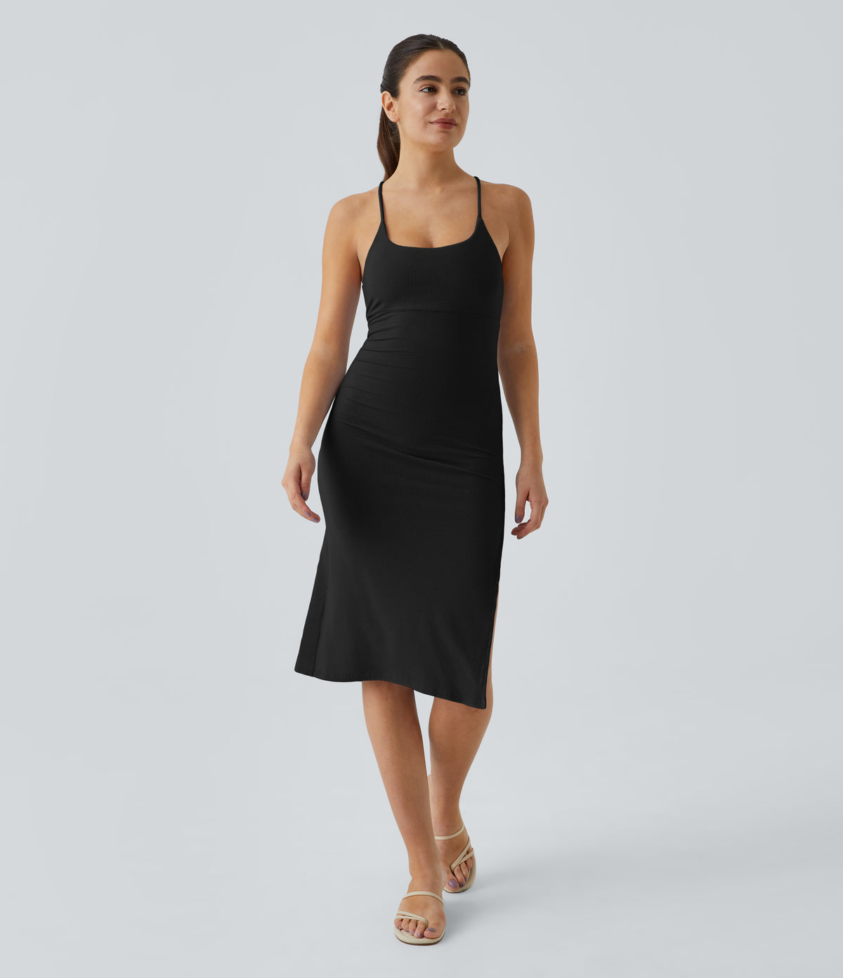 Everyday Strap Bodycon Midi Chill Dress-Sensational — Black — view 2