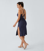 Everyday Strap Bodycon Midi Chill Dress-Sensational — Peacoat — view 5