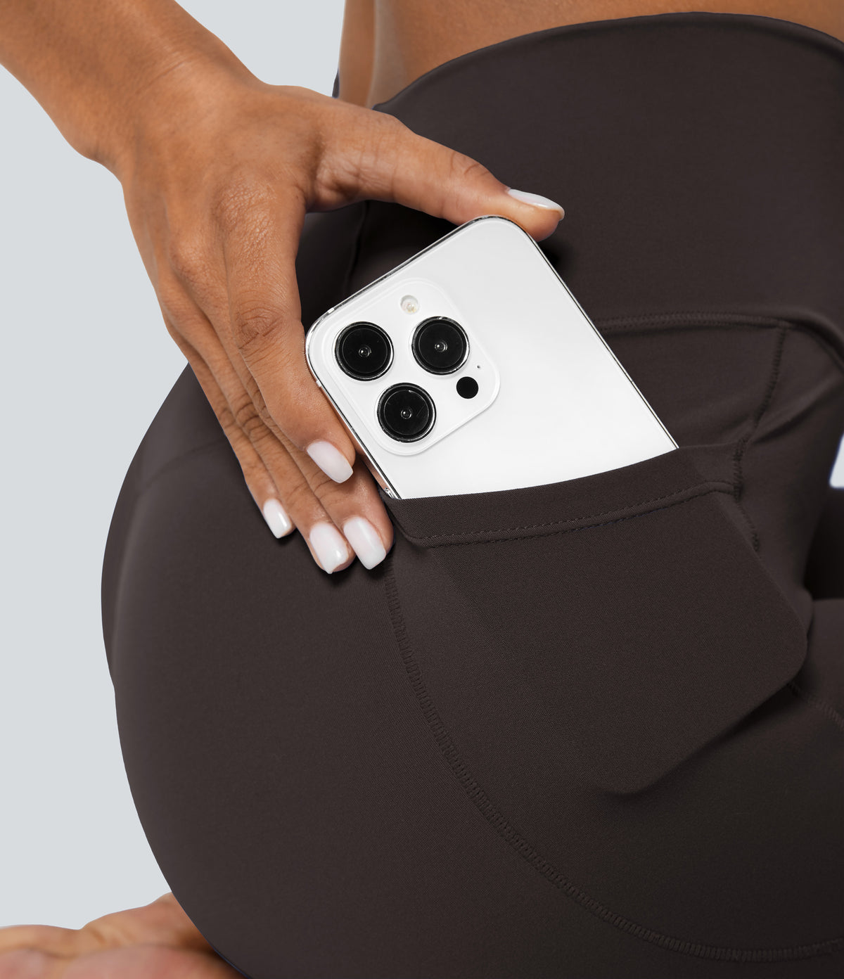 Crossover Pocket Plain Leggings — Java — view 4