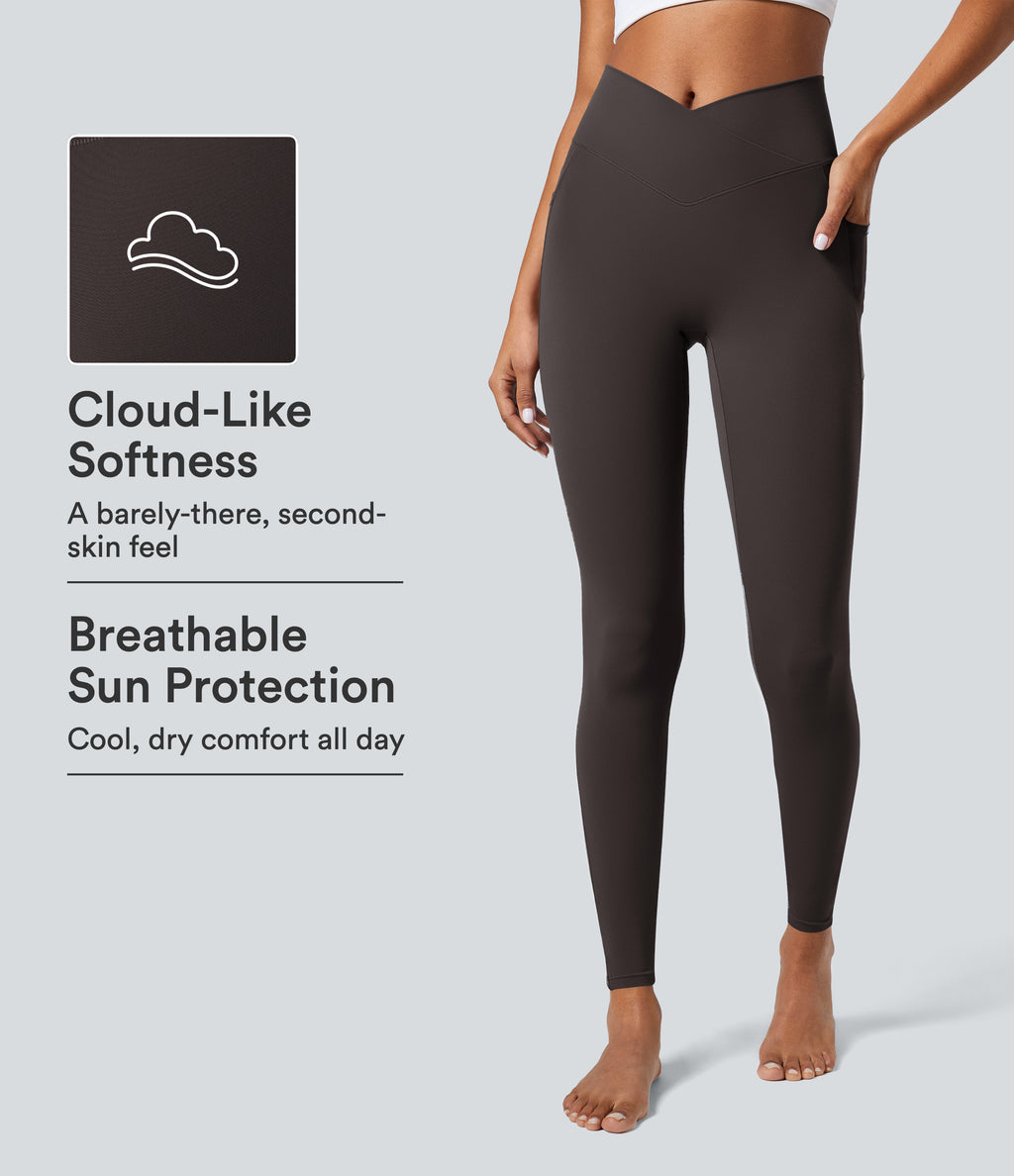 Crossover Pocket Plain Leggings — Java — view 1