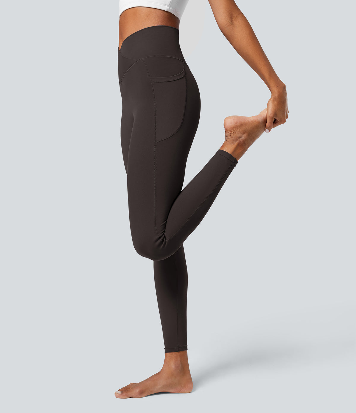 Crossover Pocket Plain Leggings — Java — view 3