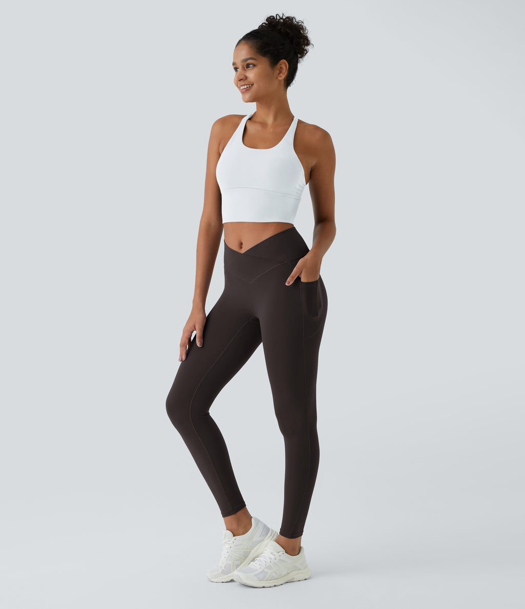 Crossover Pocket Plain Leggings — Java — view 7
