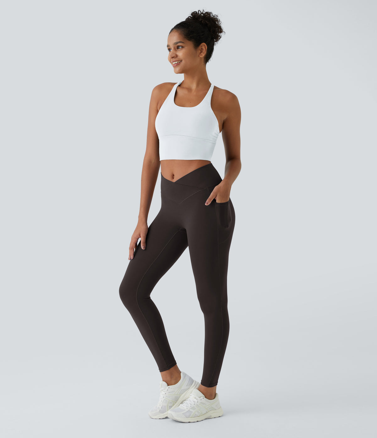 Crossover Pocket Plain Leggings — Java — view 7