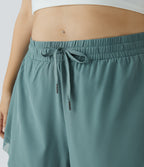 Drawstring Contrast Mesh 2-in-1 Plus Size Shorts 4" — Blue Spruce — view 4