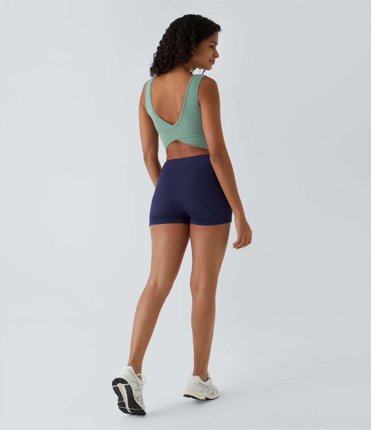 U Neck Crossover Barre Ballet Dance Tank Vest Top A-D Cups — Hedge Green — view 5