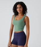 U Neck Crossover Barre Ballet Dance Tank Vest Top A-D Cups — Hedge Green — view 4