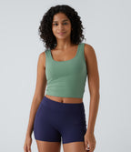 U Neck Crossover Barre Ballet Dance Tank Vest Top A-D Cups — Hedge Green — view 3