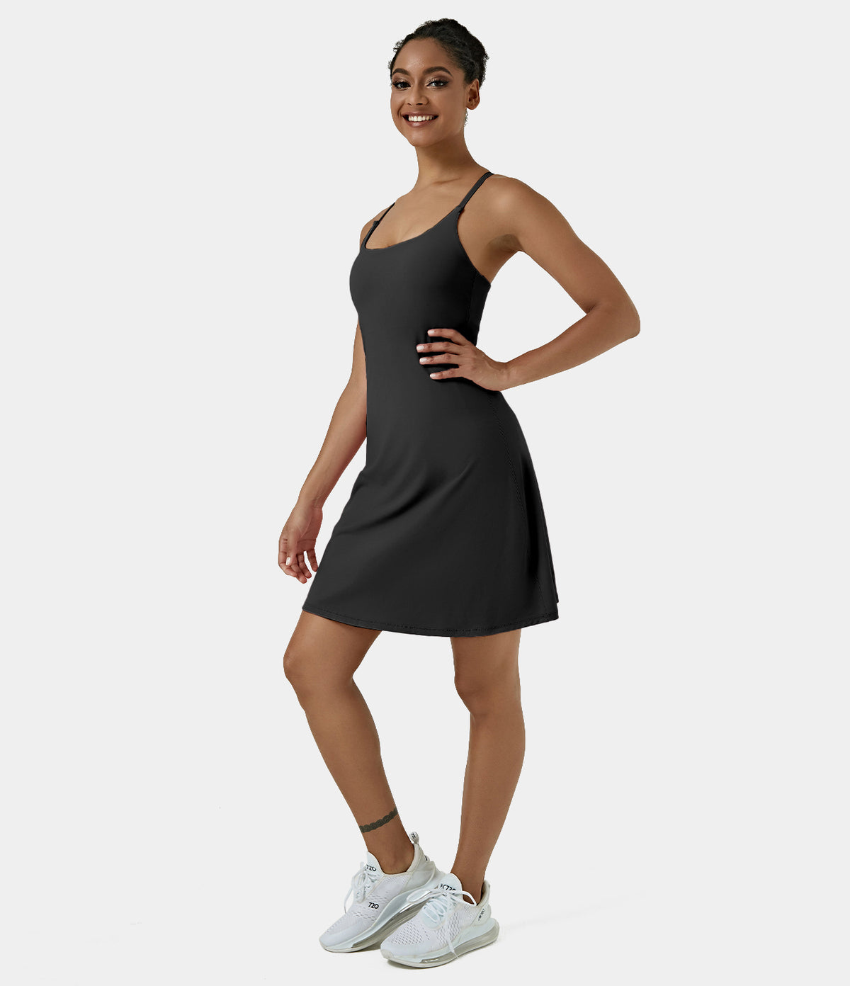 Airy Cut Out 2-in-1 Pocket InstantCool Longer Active Dress — Black — view 4