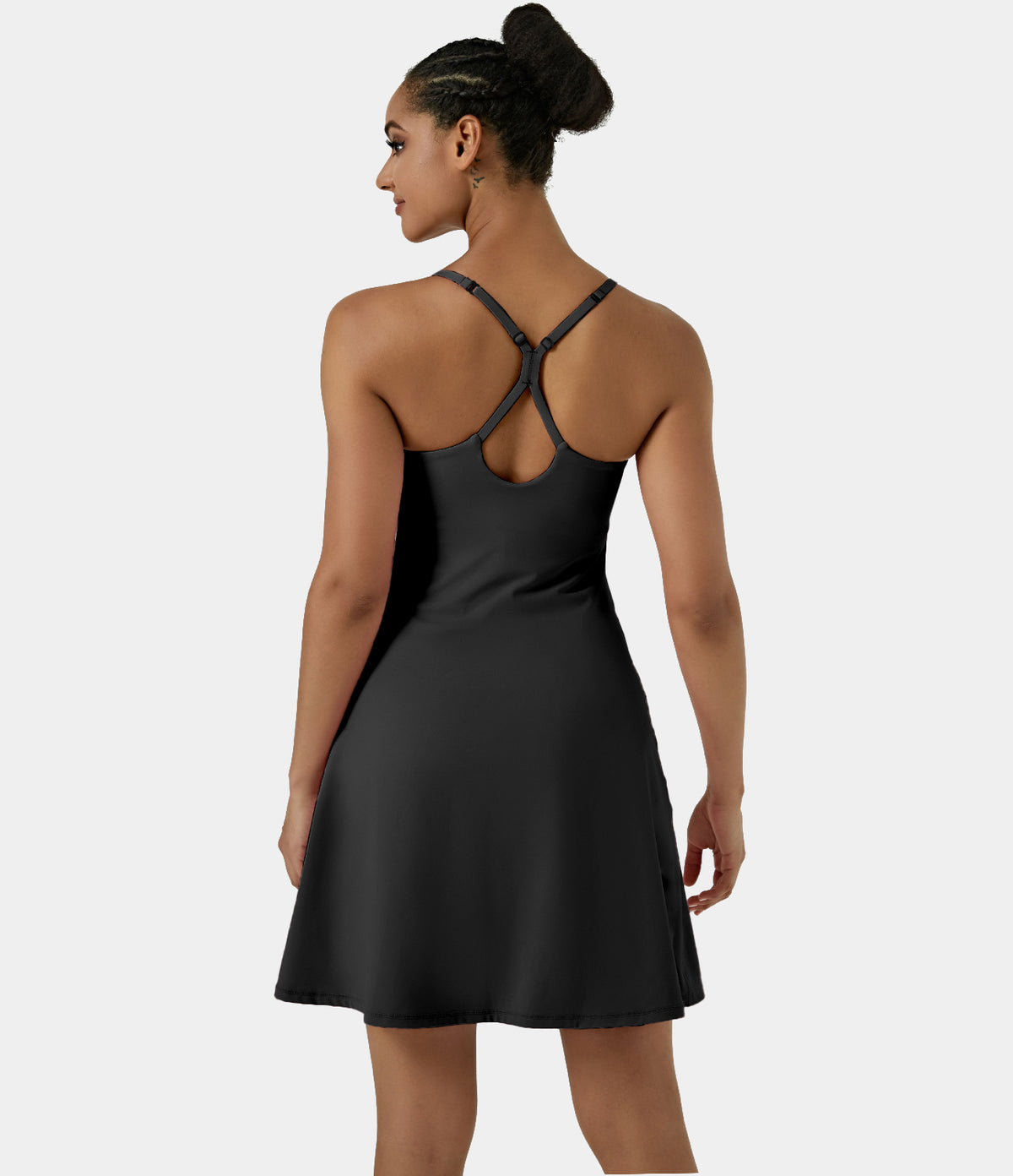 Airy Cut Out 2-in-1 Pocket InstantCool Longer Active Dress — Black — view 2
