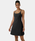 Airy Cut Out 2-in-1 Pocket InstantCool Longer Active Dress — Black — view 3
