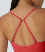 Plush Backless Adjustable Strap 2-in-1 Pocket Mini Slip Dance Active Tennis Dress — Poinsettia — view 6