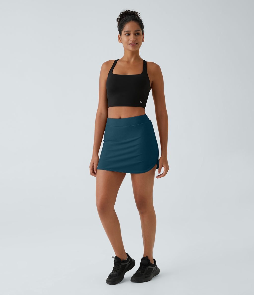 Everyday High Waisted Pocket 2-in-1 Micro Mini Golf Skirt-Clarity — Majolica Blue — view 5