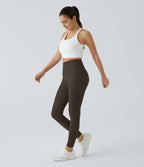 High Waisted Tummy Control Pocket Shaping Training Leggings — Hazelnut Black — view 7