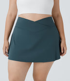 Everyday Airy Crossover Pocket 2-in-1 InstantCool Tennis Plus Size Skirt-Lucid — Ink Green — view 3