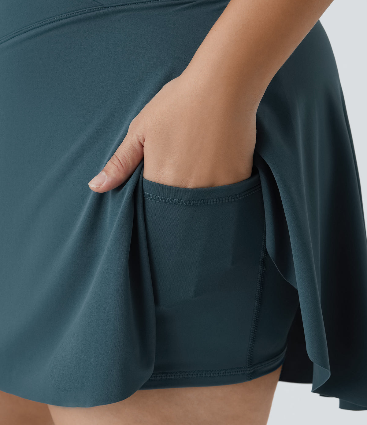 Everyday Airy Crossover Pocket 2-in-1 InstantCool Tennis Plus Size Skirt-Lucid — Ink Green — view 4