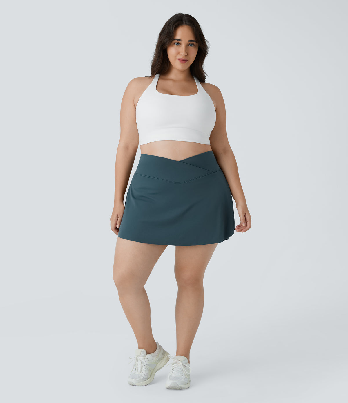 Everyday Airy Crossover Pocket 2-in-1 InstantCool Tennis Plus Size Skirt-Lucid — Ink Green — view 5