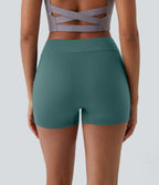 Airy High Waisted Pocket Plain InstantCool Yoga Shorts 3.5" — Rock Cyan Blue — view 2