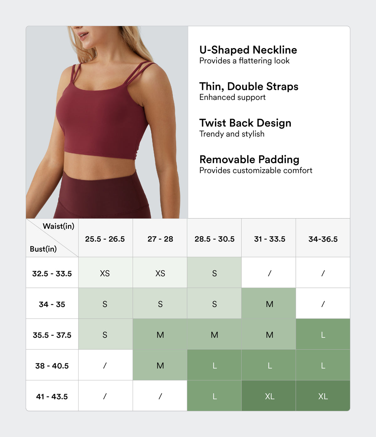 Double Straps Backless Twisted Cropped Yoga Tank Vest Top A-C Cups — Deep Wine — view 2