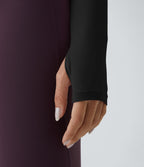 Solid Thumb Hole Cropped Yoga Sports Top — Black — view 5
