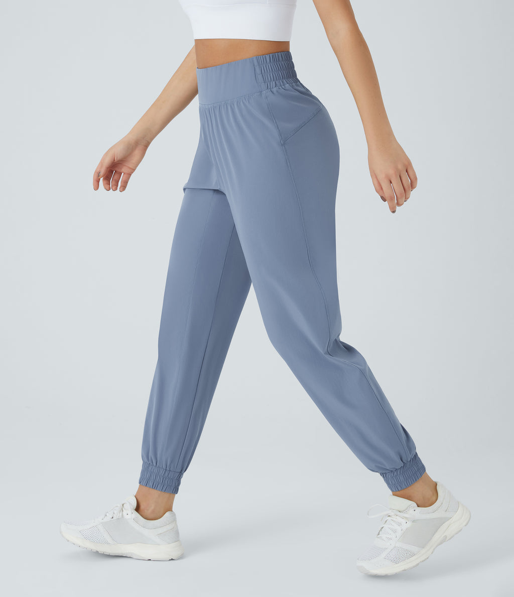 High Waisted Elastic Waistband Hiking Joggers — Troposphere — view 3