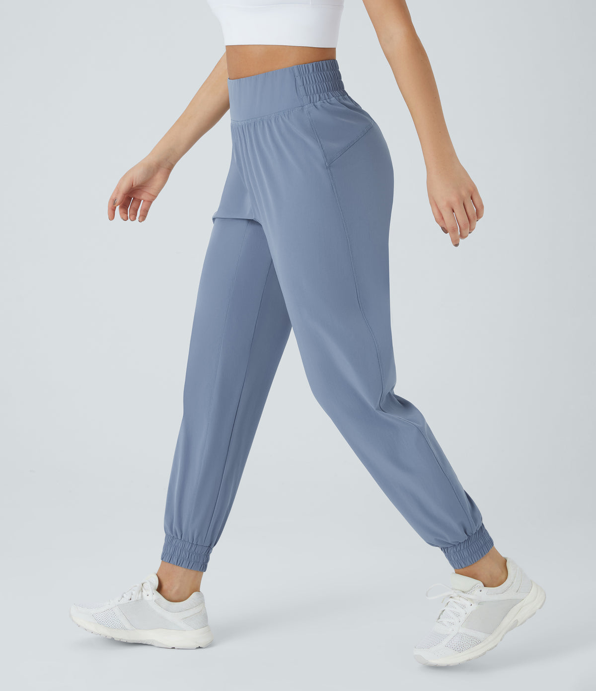 High Waisted Elastic Waistband Hiking Joggers — Troposphere — view 3