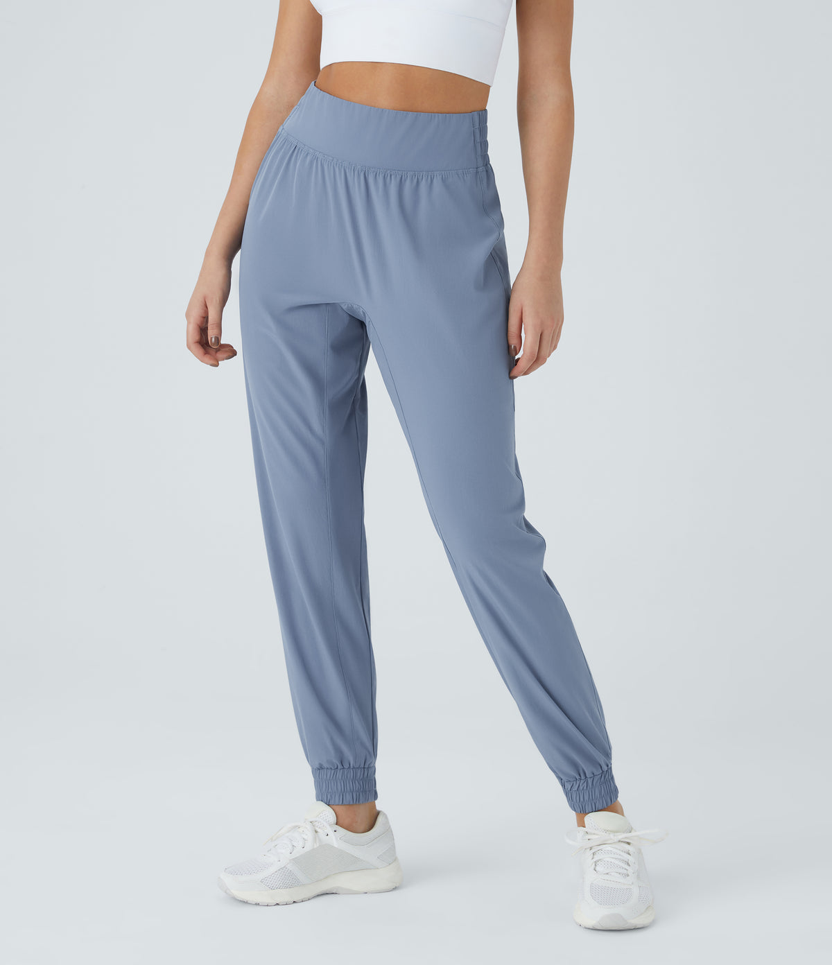 High Waisted Elastic Waistband Hiking Joggers — Troposphere — view 2