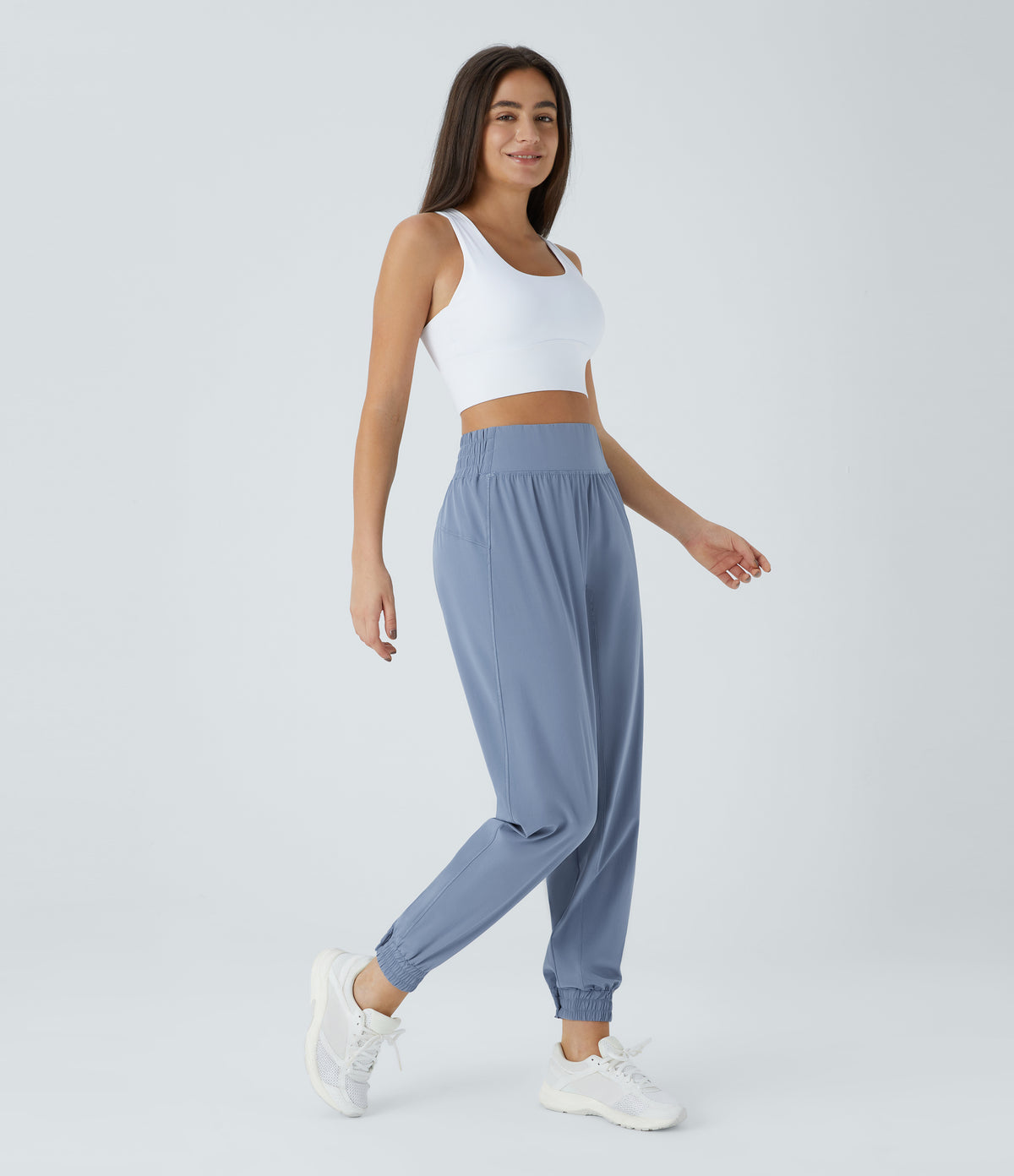 High Waisted Elastic Waistband Hiking Joggers — Troposphere — view 6