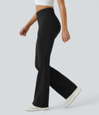 High Waisted Pocket Plain Leggings — Black — view 1