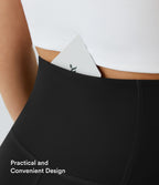 High Waisted Pocket Plain Leggings — Black — view 5