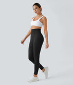 OneForm Seamless Flow High Waisted Ruched Plain Leggings — Black — view 6